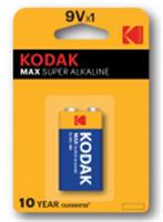 Батарейки Kodak 6LR61-1BL MAX SUPER Alkaline [K9V-1] (10/200/6000), КИТАЙ, код 0730406043, штрихкод 088793095285, артикул Б0005130