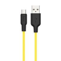 Кабель USB - micro USB Hoco X21 Plus (silicone) 100см 2,4A (yellow/black) 220542