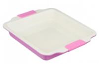 Противень 30,5*26,5*4,5см [КВАДРАТ] керам ФУКСИЯ силик ручки 006196, КИТАЙ, код 35009020076, штрихкод 690000031123, артикул КТ-П-КС30Ф