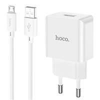 Адаптер Сетевой с кабелем Hoco C106A Leisure USB 2,1A/10W (USB/Micro USB) (white) 221585