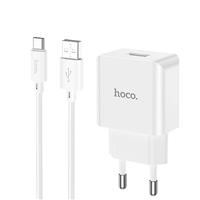 Адаптер Сетевой с кабелем Hoco C106A Leisure USB 2,1A/10W (USB/Type-C) (white) 221586