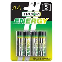 Батарейка AA Трофи LR6 ENERGY Alkaline (4-BL) (40/720) 211756