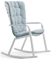 Кресло-качалка Nardi Folio с подушкой, белый/голубой