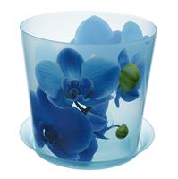 Кашпо Деко D160 2,4л c подставкой Орхидея голубое М3106 (36)