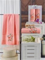Комплект полотенец MERZUKA махр. в короб. (50x90/1)(70х140/1) 2 шт. DREAMS FLOWER (оранжевый), ТУРЦИЯ, код 01207050908, штрихкод 868107242261, артикул 10678
