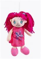 Мягкая игрушка Кукла мягконабивная в малиновом платье, 20 см, КИТАЙ, код 84001041058, штрихкод 460608913535, артикул M6034