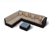 Комплект мебели с диваном Афина иск.ротанг, 7 элементов, YR822BB-Brown/Beige