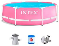 Каркасный бассейн INTEX Metal Frame Pink 28292, 244х76 см (фильтр) (розовый)