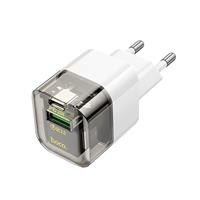 Адаптер Сетевой Hoco C131a USB/Type-C 30W (transparent black) 222414