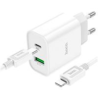 Адаптер Сетевой с кабелем Hoco C80A Plus Rapido PD USB/Type-C 20W (Type-C/Lightning) (white) 221588