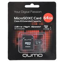 Карта Памяти Qumo microsdxc 64gb class 10 uhs i+адаптер (qm64gmicsdxc10u1)