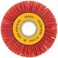 Щетка для УШМ (углошлифовальной машины), 100 мм, плоская, нейлоновая щетина, посадка 22,2 мм, Denzel, Китай, код 0600300131, штрихкод 404499620713, артикул 74437