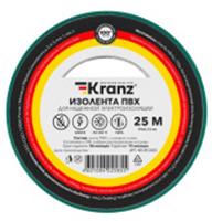 Изолента ПВХ 19мм/25м/0,13мм зеленая KRANZ, Китай, код 0580100030, штрихкод 460100422585, артикул KR-09-2203