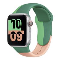 Ремешок - ApW Apple Watch 38/40/41 mm силикон на кнопке (007) (green/pink) 129921