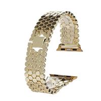 Ремешок - ApW Apple Watch 42/44/45/49 mm металл раскладывающаяся застежка (gold) 95993