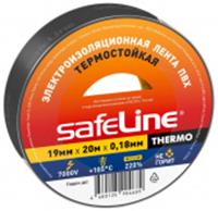 Изолента термостойкая 19мм/20м/0,18 мм черный SAFELINE, КИТАЙ, код 05802010000, штрихкод 468012590468, артикул 25266