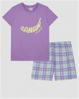 Пижама для девочки (футболка+шорты) лиловый/лиловая клетка 164-84, Узбекистан, код 72003101788, штрихкод 461032347167 