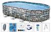 Каркасный бассейн Bestway Power Steel 56719, 610x366x122 см (фильтр+лестница) под камень