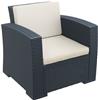 Стул (кресло) Siesta Rattan Monaco Lounge, с подушками, цвет антрацит