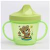 Поильник с ручками и декором, твёрдый носик, 200 мл., цвет салатовый (№5477841)