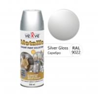 Краска VERVE METALLIC 889-0803 серебряная глянцевая RAL9022, спрей 520мл, ТУРЦИЯ, код 04101330074, штрихкод 868453922215, артикул 889-0803