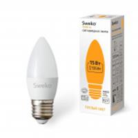 Лампа 15W Светодиодная лампа SWEKO 42 серия 42LED-C35-15W-230-3000K-E28, КИТАЙ, код 05103020042, штрихкод 468000638831, артикул 38831