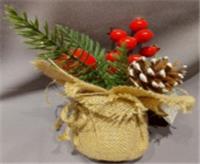 Композиция новогодняя декоративная h=23см в мешковине арт.2024-0519 Код273478, КИТАЙ, код 75001040201, штрихкод 468046621421, артикул 273478
