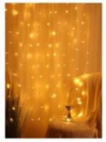 СНОУ БУМ Эл.гирлянда занавес, 1.5x1.5м, 150LED, шампань, 10 нитей, пост.свеч., ПВХ прозр., 220В, КИТАЙ, код 75004020141, штрихкод 468025973975, артикул 382-078