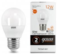 Лампа Gauss Elementary Шар 12W 880lm 3000K Е27 LED, КИТАЙ, код 05103060165, штрихкод 462715364332, артикул 53212