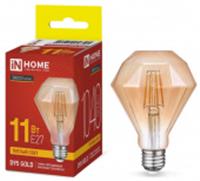 Лампа D95-deco gold 11Вт 230В E27 3000K 1040Лм бриллиант золотистая IN HOME, КИТАЙ, код 05103260157, штрихкод 469061205610, артикул 4690612056104