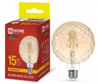 Лампа GL125CR-deco gold 15Вт 230В E27 3000K 1390Лм кристалл золотистая IN HOME, КИТАЙ, код 05103260161, штрихкод 469061205609, артикул 4690612056098