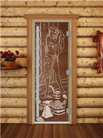 Дверь для сауны DoorWood (Дорвуд) 70x180 Престиж (с рисунком) Дженифер левая (бронза матовая)