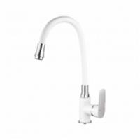 Смеситель для кухни с гибким изливом, ф35, латунь, белый/хром, Китай, код 0221900552, штрихкод 697265318779, артикул A4082-8