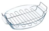 Блюдо Pyrex жаропрочное овальное 39х27см 412U решетка (4)