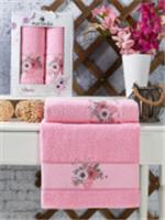 Комплект полотенец MERZUKA махровые в коробке (50x90/1)(70х140/1) 2 шт. DURU (светло-розовый), ТУРЦИЯ, код 01207050971, штрихкод 868107242684, артикул 11778