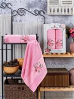 Комплект полотенец MERZUKA махровые в коробке (50x90/1)(70х140/1) 2 шт. MARIA (светло-розовый), ТУРЦИЯ, код 01207050938, штрихкод 868107242741, артикул 11784