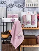 Комплект полотенец MERZUKA махровые в коробке (50x90/2)(70х140/1) 3 шт. MARIA (светло-розовый), ТУРЦИЯ, код 01207050987, штрихкод 868107242750, артикул 11785