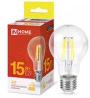 Лампа LED-A60-deco 15Вт 230В Е27 3000К 1480Лм прозрачная IN HOME, Китай, код 05103010219, штрихкод 469061205589, артикул 4690612055893