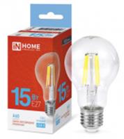 Лампа LED-A60-deco 15Вт 230В Е27 6500К 1480Лм прозрачная IN HOME, Китай, код 05103010221, штрихкод 469061205591, артикул 4690612055916