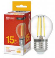 Лампа LED-ШАР-deco 15Вт 230В Е27 3000К 1435Лм прозрачная IN HOME, Китай, код 05103060166, штрихкод 469061205597, артикул 4690612055978