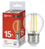 Лампа LED-ШАР-deco 15Вт 230В Е27 4000К 1435Лм прозрачная IN HOME, Китай, код 05103060167, штрихкод 469061205598, артикул 4690612055985