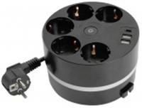 Удлинитель Feron (5 c/з, 2,5м, ПВС3x1мм2, 2USB A + C 5V 3,1А) 16А, 250V черный, КИТАЙ, код 05701130001, штрихкод 465780114848, артикул 49656