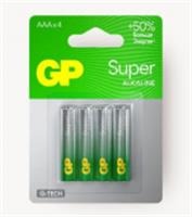 Алкалиновые батарейки GP Super Alkaline G-Tech 24А ААA - 4 шт., КИТАЙ, код 0730300030, штрихкод 489119922628, артикул 1220