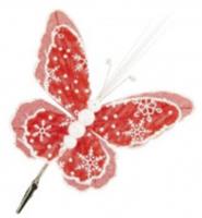 Красная в горох бабочка из полиэстера, на клипсе из черного металла 18x31см арт.81705 (НГ), Китай, код 41404090039, штрихкод 463007293245