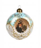 Новогоднее подвесное украшение из стекла 8х8х8см арт.91561 (НГ), Китай, код 75009060036, штрихкод 466011516987