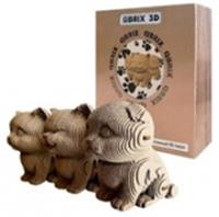 20021 QBRIX Картонный 3D конструктор Три котика, РОССИЯ, код 83501130004, штрихкод 463017889050, артикул 20021