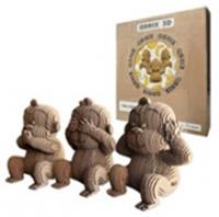 20040 QBRIX Картонный 3D конструктор Три обезьянки, РОССИЯ, код 83501130007, штрихкод 463017889083, артикул 20040