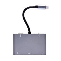 Хаб Type-C - BYL-2002 (HDMI, USB-Cx2, USB, SD/TF CardReader, Ethernet) (gray) 127305