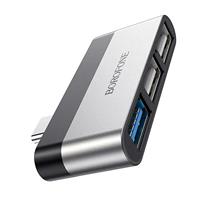 Хаб Type-C Borofone DH1 Type-C to USB3.0+USB2.0*2 (silver/black) (silver/black) 133872