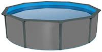 Морозоустойчивый бассейн PoolMagic Anthracite круглый 4.6x1.3 м (скиммер, шланги, подложка, тент)